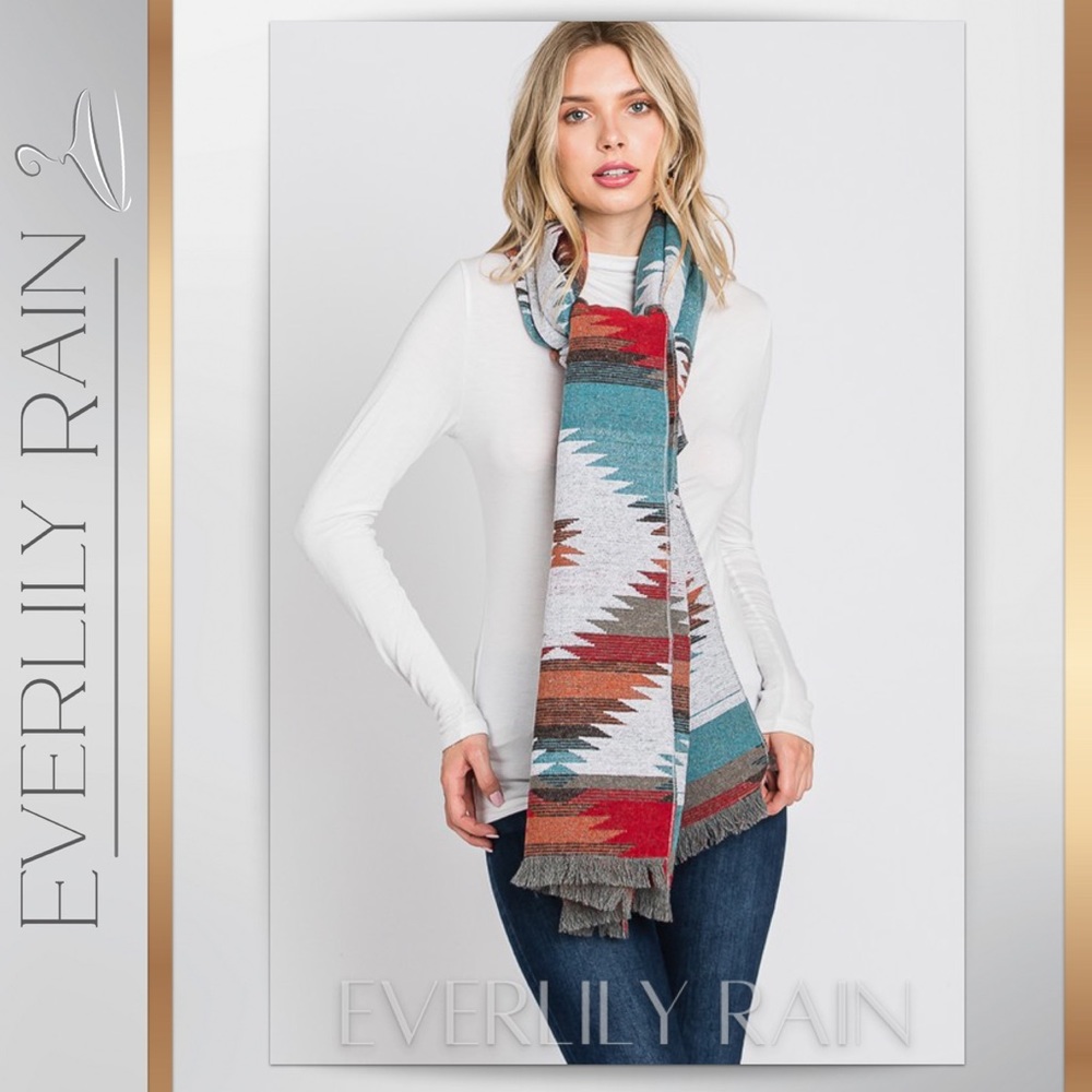 LAST ONE! Aztec Print Wide Long Scarf - Picture 6 of 12